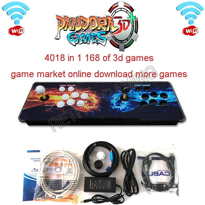 Pandora 3D Arcade 4018 in 1 Wifi Version LED Button Zero Delay Joystick Contoller Retro Arcade Pandoras Console