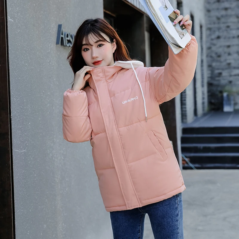 Autumn Winter Thicken Warm Medium Long Chic Parka Women Casual Sweety Solid Color Big Pocket Loose Hooded Coat Jackets Outwear