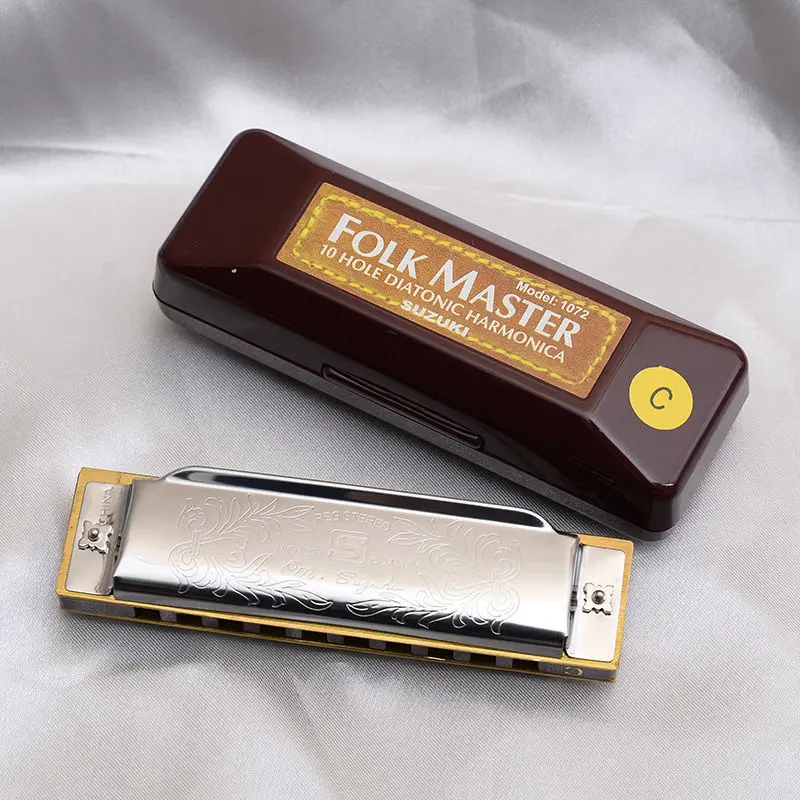 

10 Holes Metal Harmonica for Beginners Multi Tones Adults Stage Performance Portable Gifts Carved Pattern Musical Instrument New