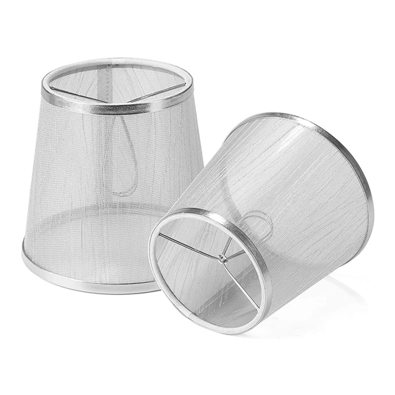 

4 Pack Clip On Gauze Chandelier Lamp Shades Little Upright Wall Candle Light Lampshade (Silver)