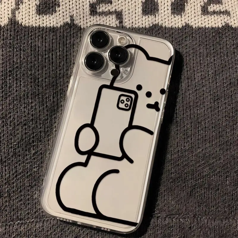 Чехол для телефона с милым мультяшным медведем iphone 15 plus 14 pro max 13 11 12 задняя крышка