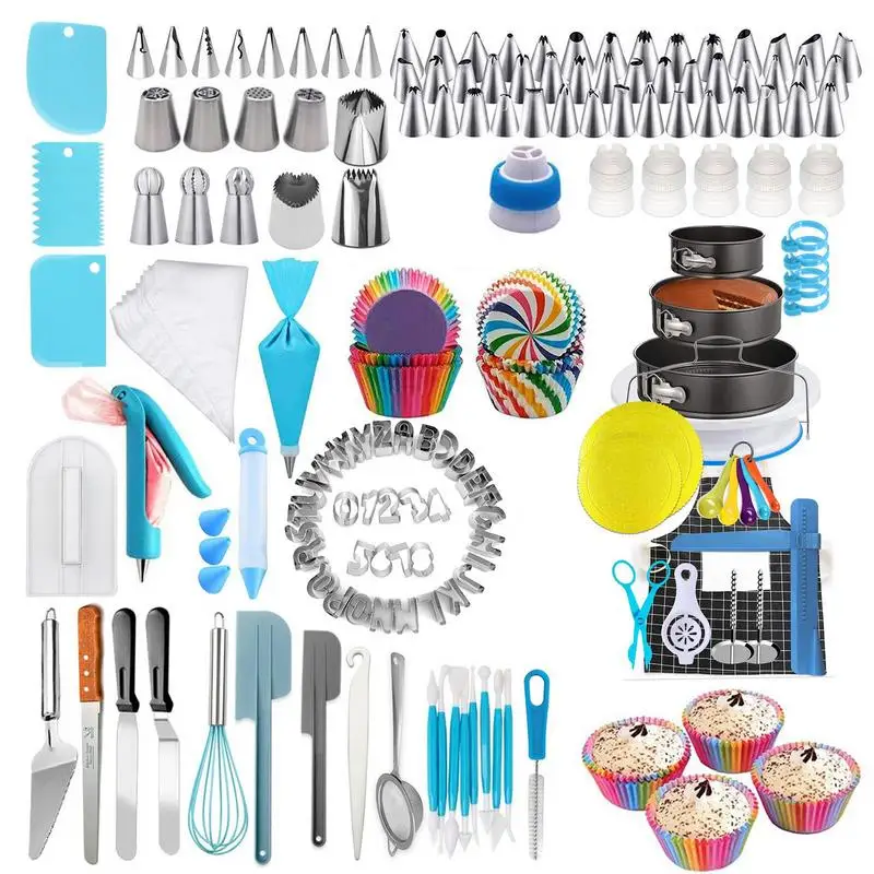 

Cake Decorating Kit 458 PCS Piping Bags And Tips Set Thickened Cake Trays White Scraper Cake Decorating Nozzle For Cake Lovers