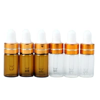 1ml2ml3ml clear mini glass bottlesamber dropper bottle sample vial essential oil bottle with gold rim free shipping