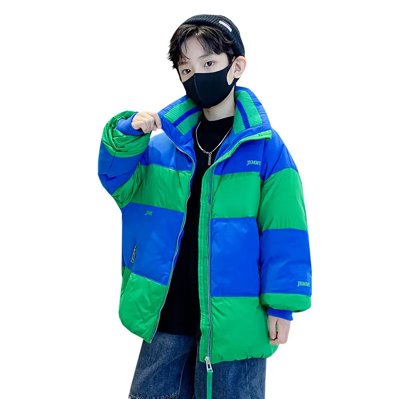 Купи Children's Jackets Winter Parkas Boys Coats Korean Kids Down Cotton Padded High Quality Outerwear Blue Green Patchwork Clothing за 1,898 рублей в магазине AliExpress