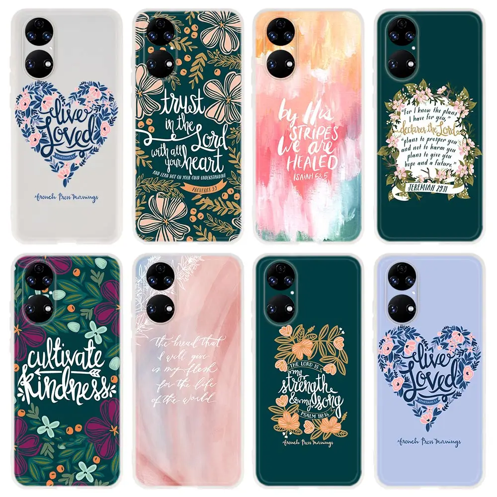 Силиконовый мягкий чехол для Huawei P50 P40 P30 P20 Pro Lite E P10 P Smart Z 2021 2019 2020 55d Библия тексты