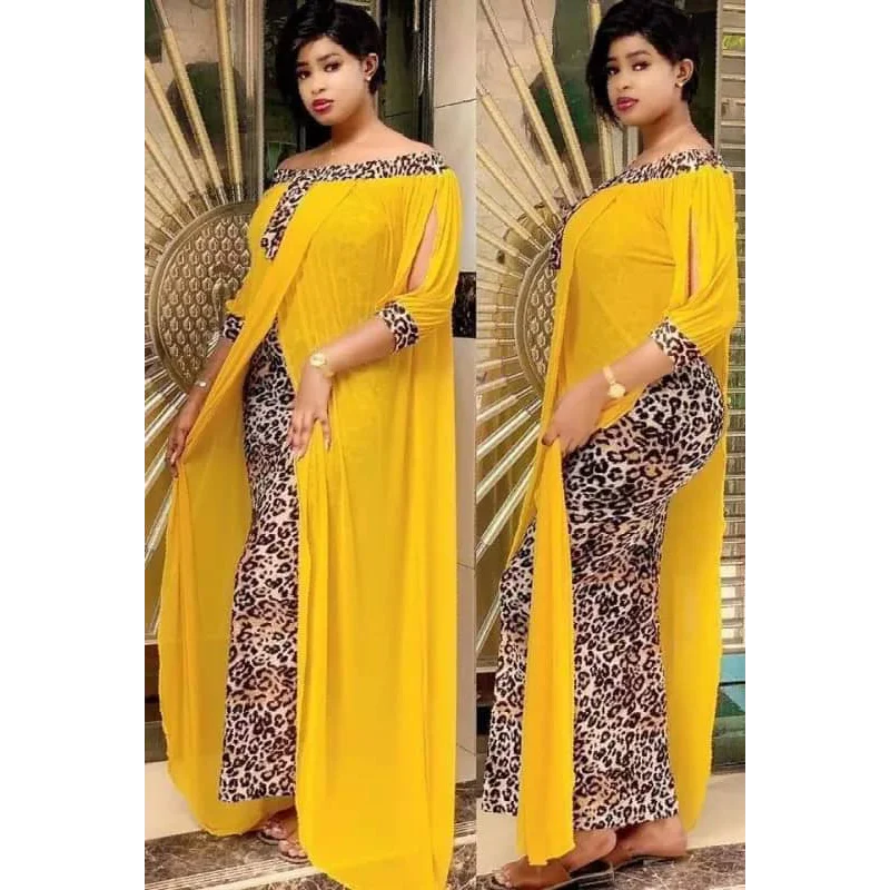 Muslim Dress Pakistani Dress Women Fake Two Leopard Print Loose Waist Pullover Style Abayas for Islam Clothing Turkish Dubai New