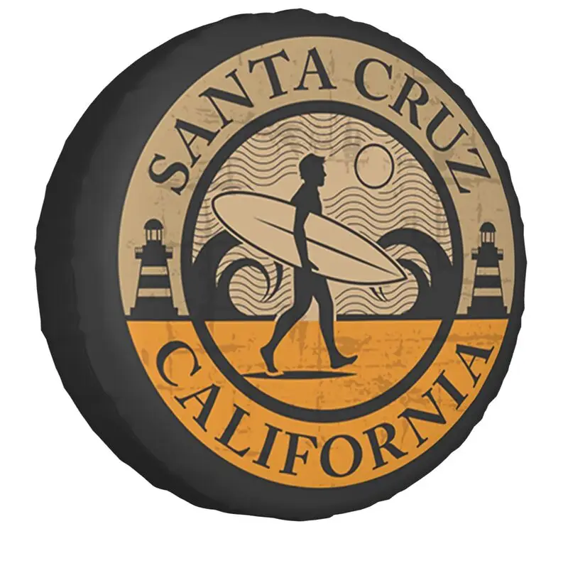 Чехол для запасного колеса 14 дюймов 15 дюймов 16 дюймов 17 дюймов, для автомобильных защита колес полноприводных внедорожников 4 х4 для серфинга с изображением Санта-Круза