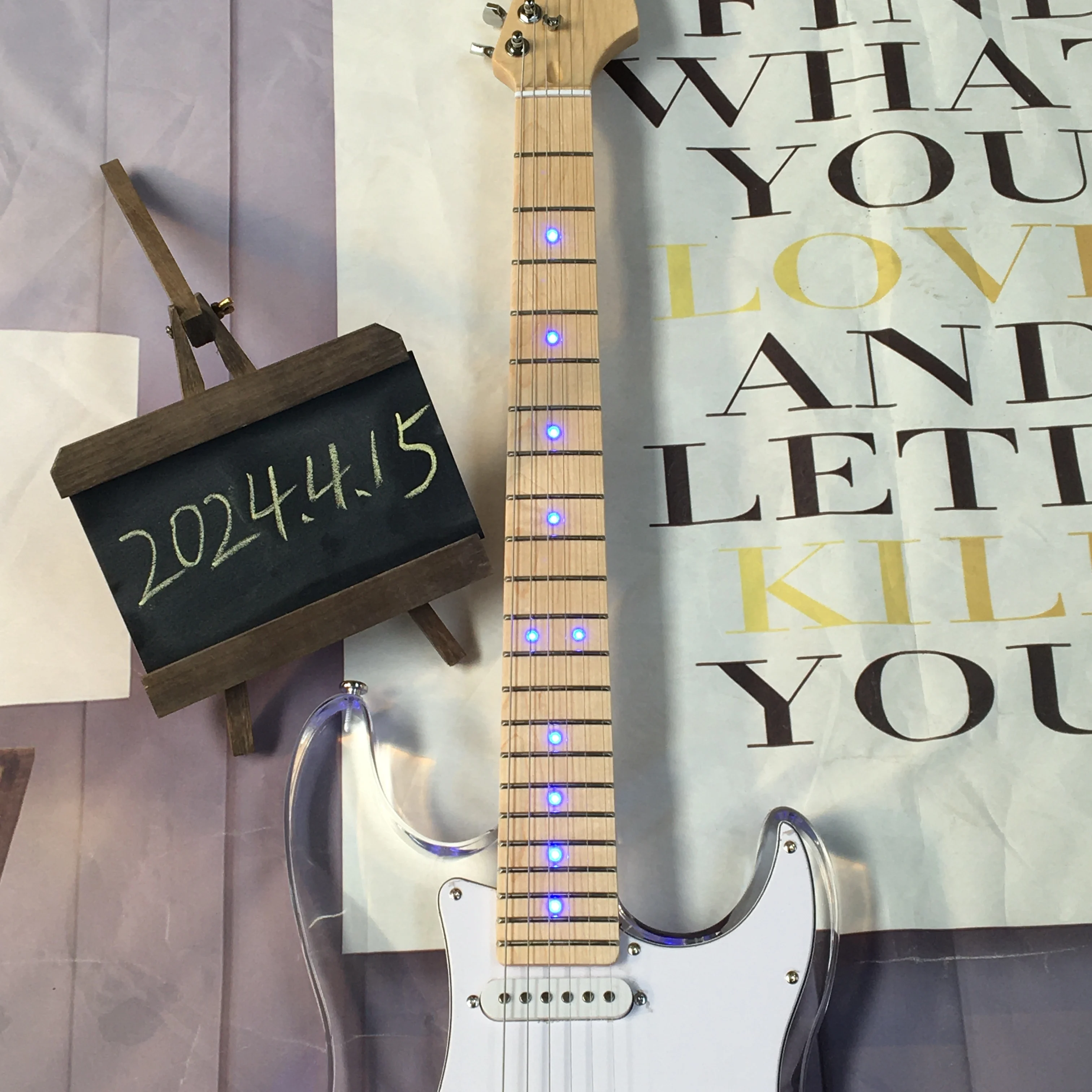 2024 ST Акриловая электрическая гитара SSS хромированная фурнитура бесплатная