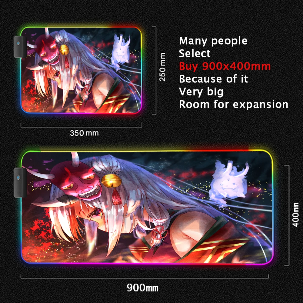 Мышь пэд печати Накири Аяме десктоп мэт Хололайв мауспэд аниме РГБ Лед гейминг компьютер тэйбл дэск руг ларж он.