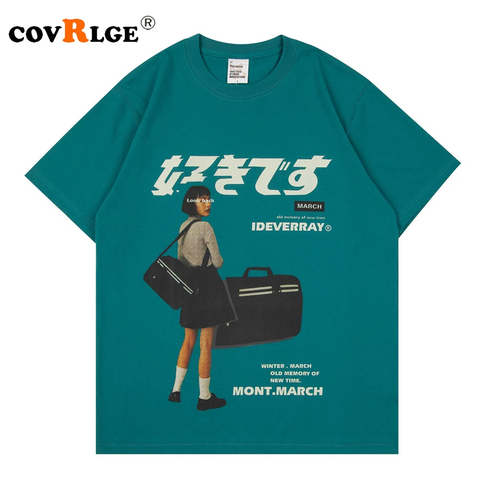 

Covrlge Hip Hop Streetwear Harajuku T Shirt Girl Japanese Print Tshirt Men Summer Short Sleeve T-Shirt Cotton Loose Tops Tees
