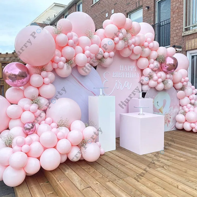 

Macaron Pink Ballon Balloon Garland Chain Set Foil Birthday Decoration Wedding Balloons Arch kit Party Decor Supplies