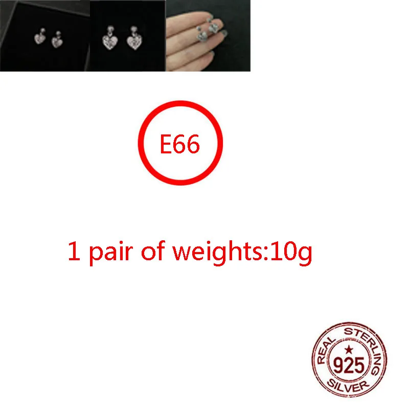 

E66 S925 Pure Silver Ear Nail Heart Love Cross Letter Stylish Personality hip-hop Punk Style
