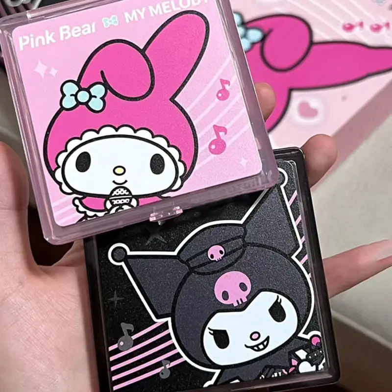 

Kawaii Sanrios Kuromi My Melody Eye Shadow Plate Cartoon Cosmetics Fashion Versatile Beads Bright Ground Color Gift for Girls