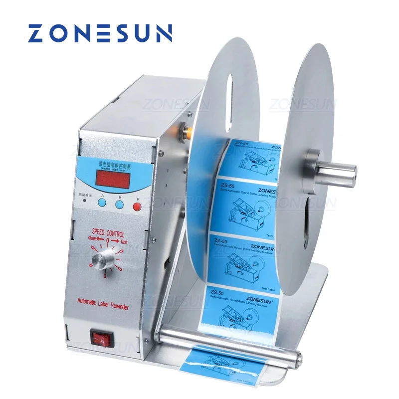 ZONESUN Label Rewinder For Clothing Wash Label Bar Code Label Price Tag Self-Adhesive Label Sticker Speed Adjustable enlarge