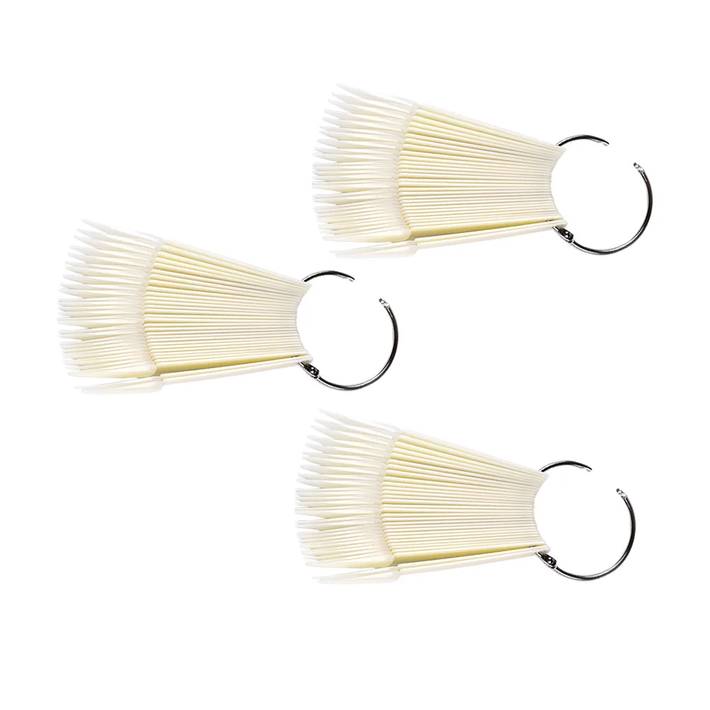 

3 Sets Nail Display Boards White Fake Nails Manicure Card Tips Palette Color Plates Show Rack