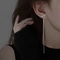 fashion cross curved earringselegant curved stick front back linear drop earringszircon curved ear cuffs for women jewelry