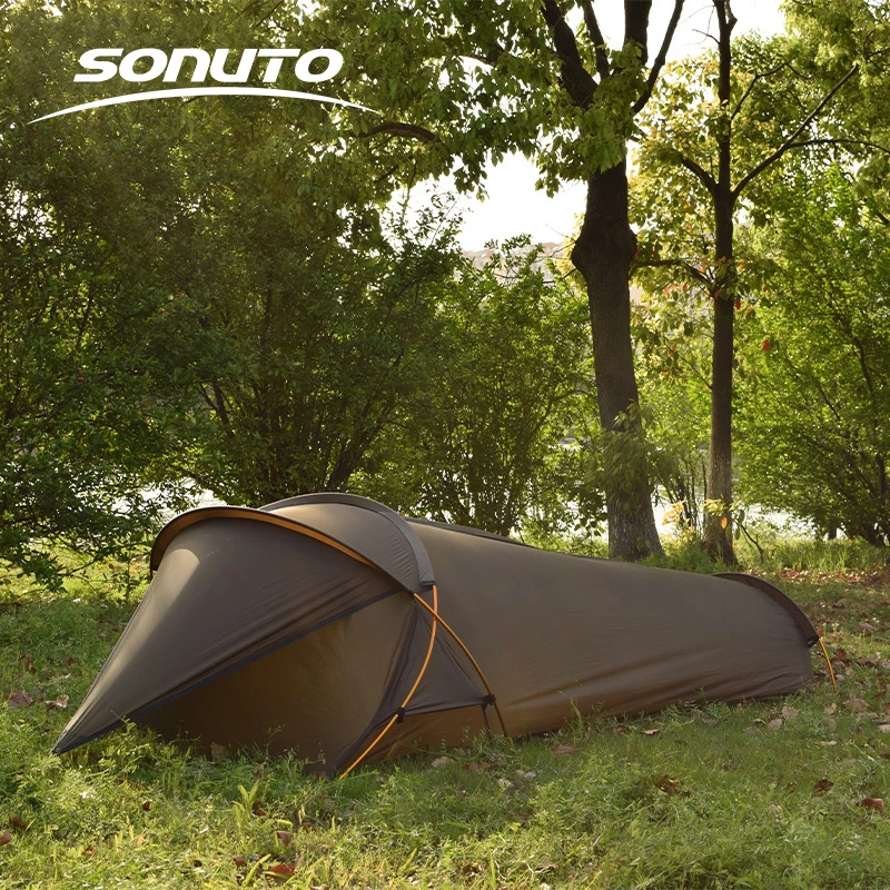 

2023 Sonuto 1kg Wild Survival 15D Single Hiking Mountaineering Outdoor Camping Ultra-Lightweight Individual Combat Tunnel Tent