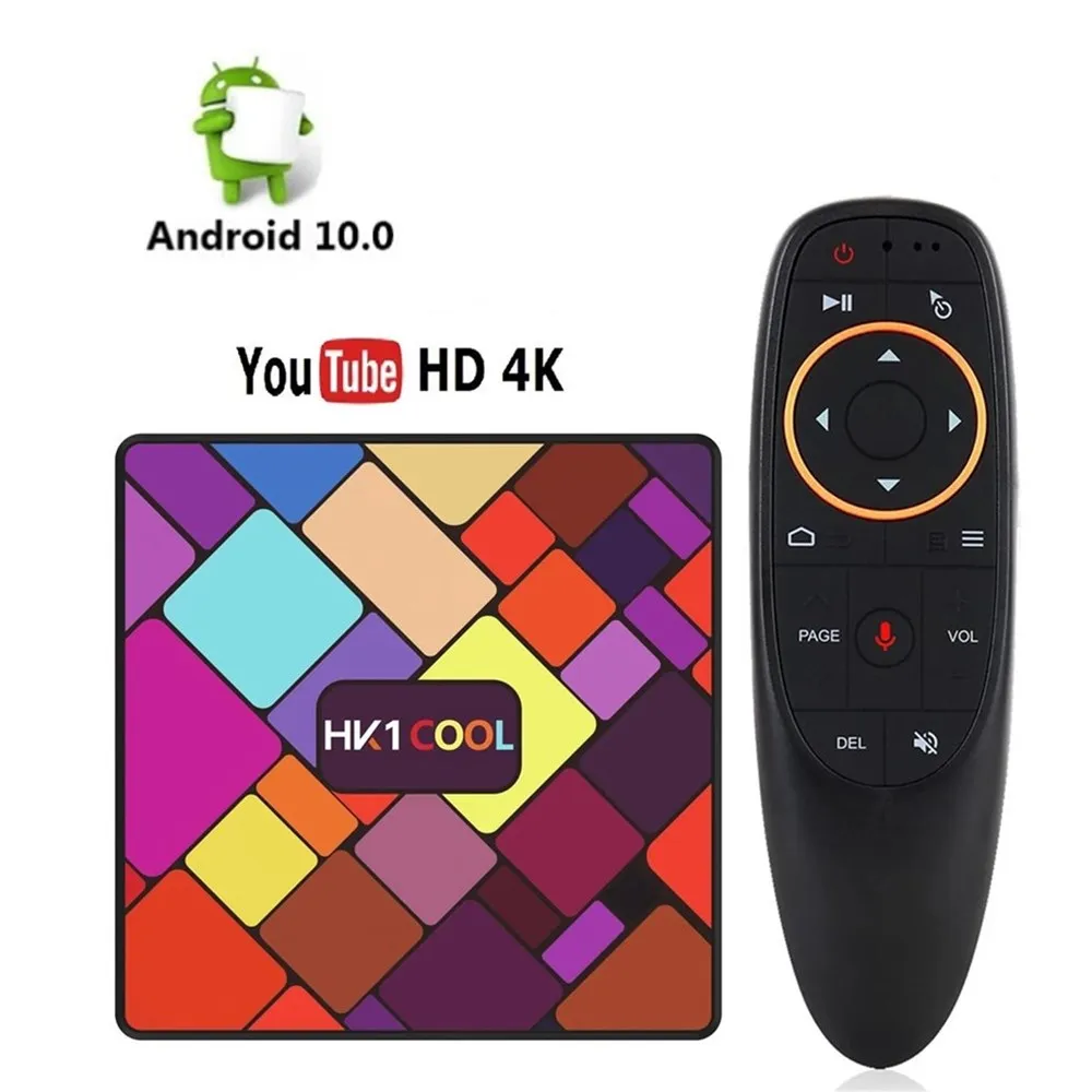 

New HK1 COOL Smart Set Top Box Android 10 RK3318 Quad Core 4G/64G Dual WIFI 4K 1080P H.265 BT Youtube Google Media Player TV Box