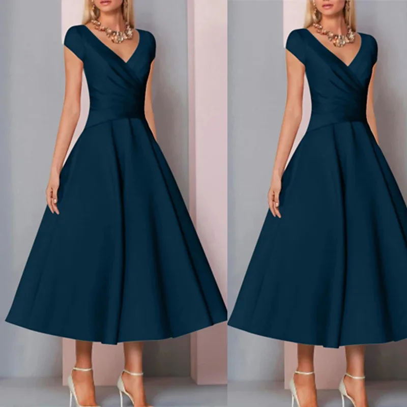

2022 Europe and The United States Women's A Font Elegant Bridal Gown V-neck Dress Dress