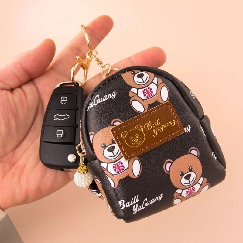 Women Car Key Creative Zero Wallet Cute Cartoon Bear Portable Coin Key Bag Mini Backpack Leather Bag Key Pendant Coin Purse  - buy with discount