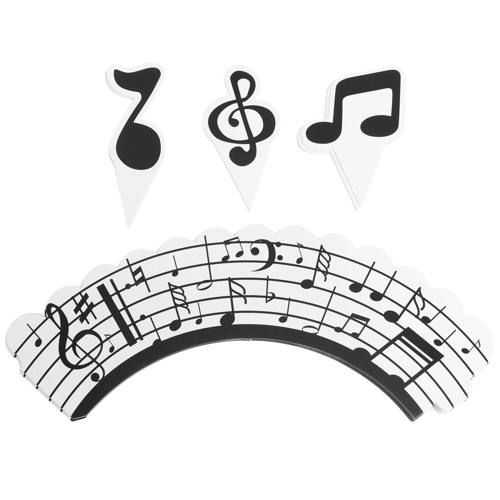 

48 Pcs Black Decor Cupcake Wrapper Music Note Party Decorations Wrapping Paper Black Birthday Cake Toppers