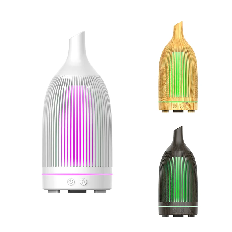 

200ML USB Air Humidifier Electric Aroma Diffuser Mist Wood Grain Oil Aroma Mini Have 7 LED Light For Car