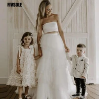 fivsole simple beach wedding dresses tiered 2 pieces strapless floor length bridal gowns women formal party dress robe de mari%c3%a9e