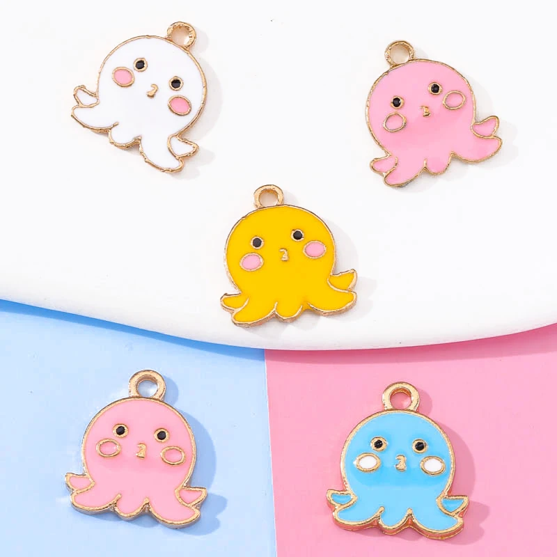 

10pcs 15*17mm Color Enamel Alloy Cute Octopus Small Pendant For Jewelry Making Crafts DIY Necklace Anklet Bracelets Accessories