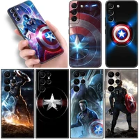 marvel captain america shield phone case for samsung galaxy s22 s21 ultra s20 fe s8 s9 s10e s10 plus lite s7 edge 5g black cover