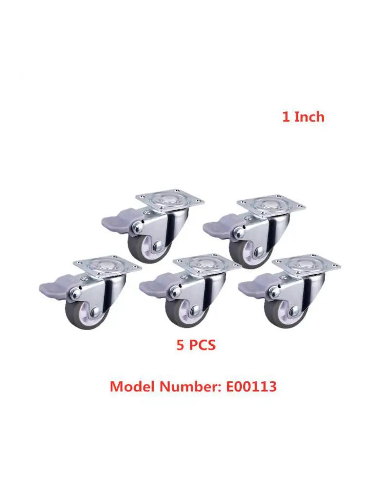 

5 Pcs/Lot Casters 1 Inch Gray Tpe Universal Wheel With Diameter Of 25mm, Minimum Brake Wheel, Mute Household Caster