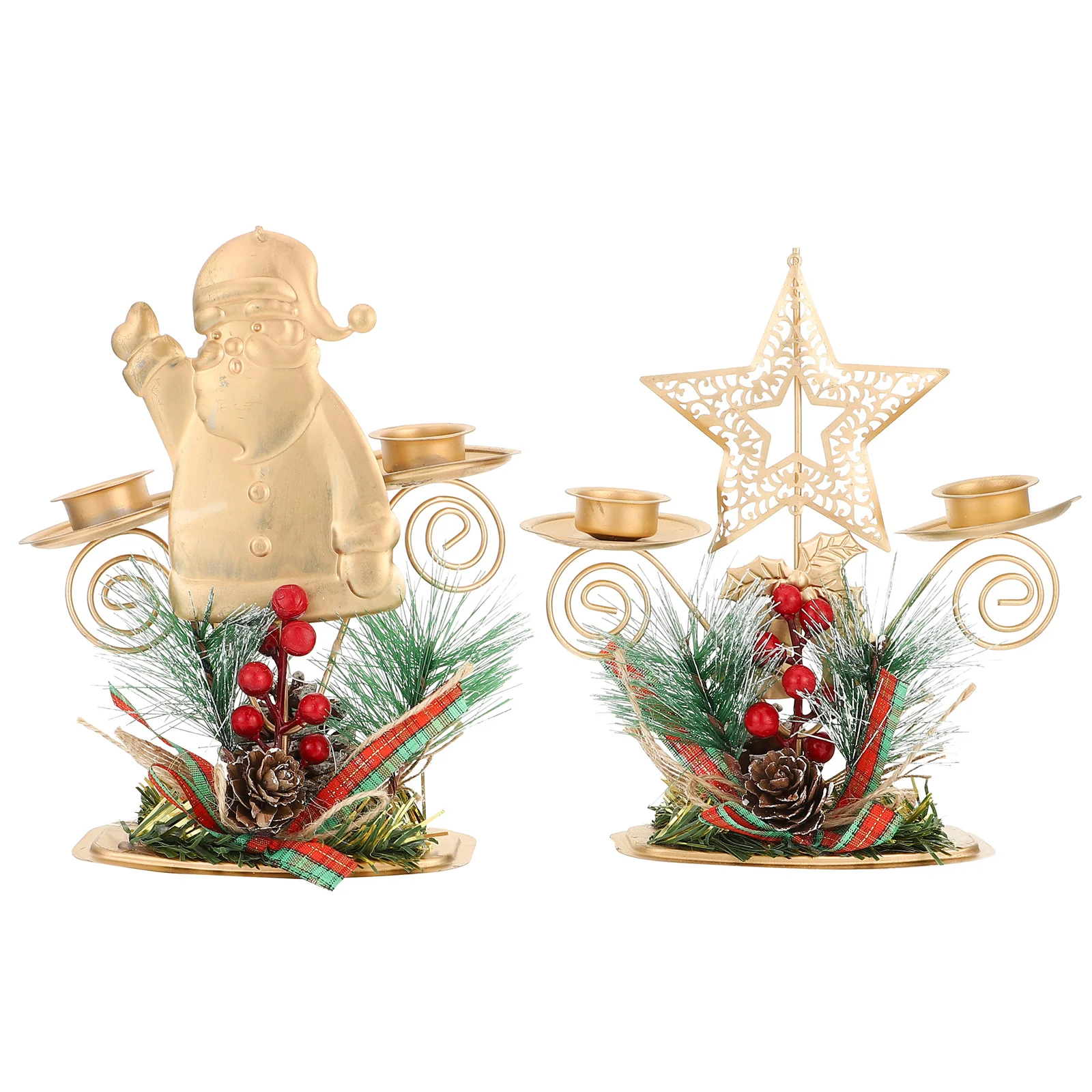

2pcs Delicate Retro Christmas Iron Sturdy Tray Holders Stands
