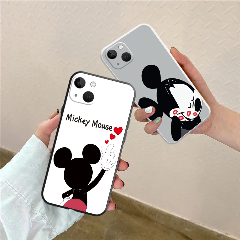 

Mickey Mouse Phone Case For Apple iPhone 13 12 11Pro Mini X XR XS Max 6 6S 7 8 Plus SE 2020 Silicon Soft Disney White Back Cover