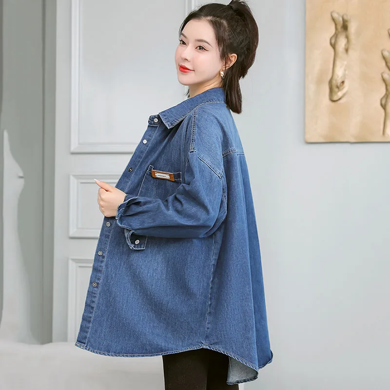 

2022 New Spring Autumn Retro Denim Jacket Female Casual Long-Sleeved Cowboy Shirt Women's Wear Fashion Loose Tops Streetwear