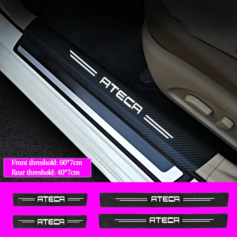

4 шт. кожаные наклейки на пороги автомобильной двери, наклейки из углеродного волокна для Seat ATECA, автомобильные аксессуары