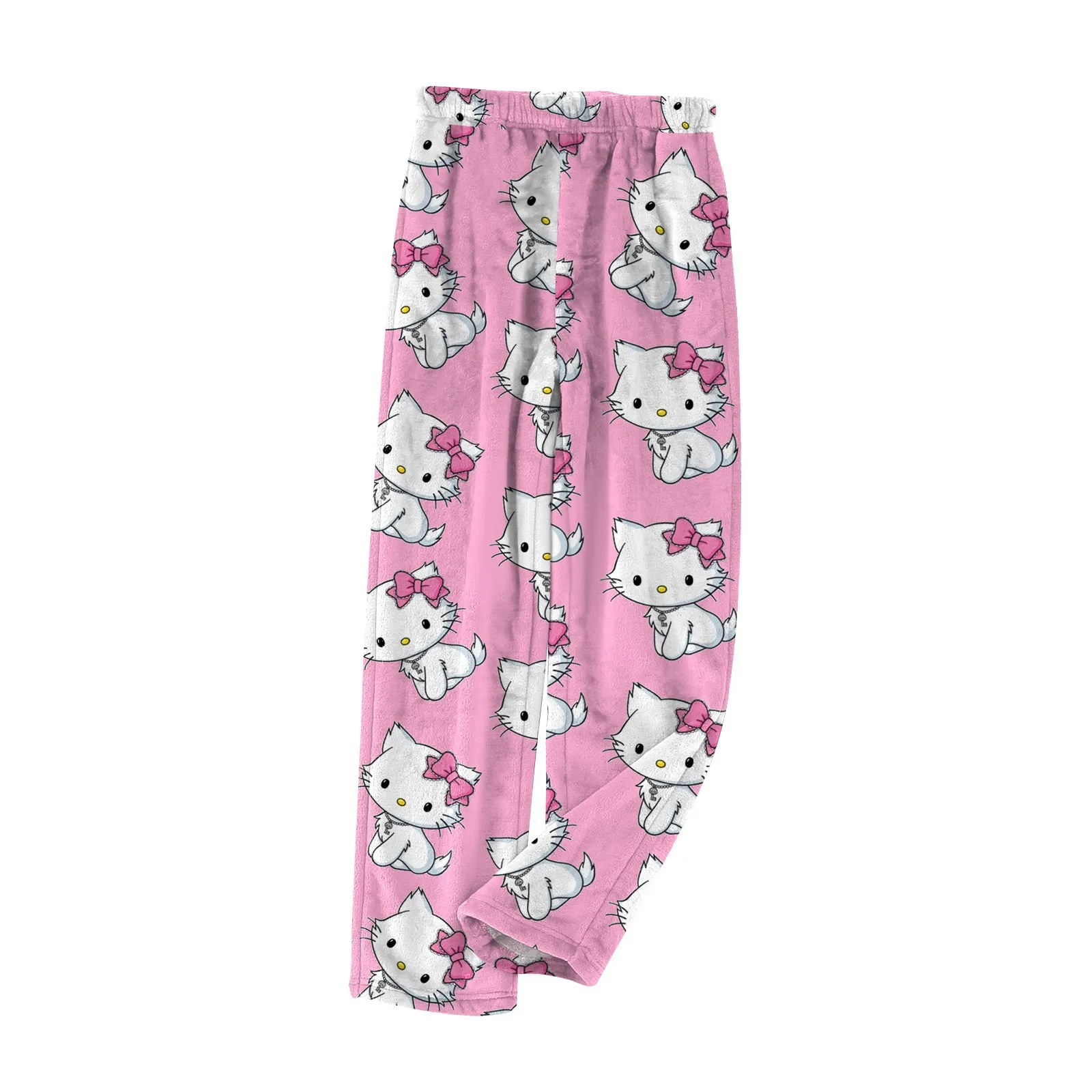 Sanrio аниме Хэллоуин Hello Kitty Y2K фланелевые пижамные штаны домашние теплые