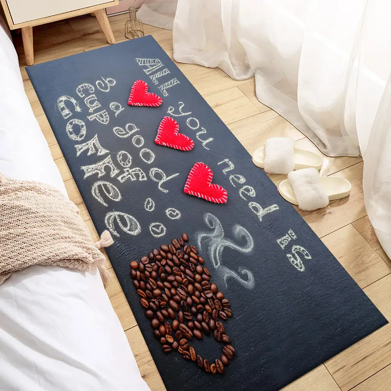 Ковер для кухни с рисунком кофейных зерен фланелевый коврик входной двери