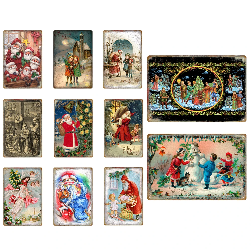 

Винтажные прямоугольные железные рождественские настенные плакаты с металлическим знаком