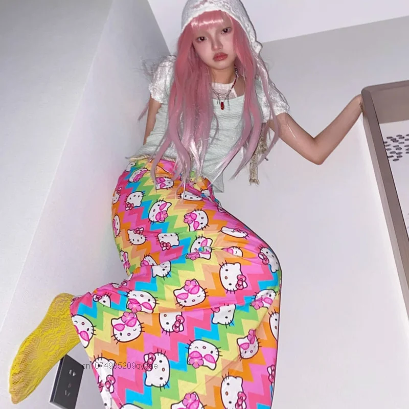 Женская длинная юбка-годе летняя юбка Y2K модная повседневная облегающая на