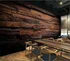 Темно-коричневая Ретро ностальгическая древесная зернистая полосатая настенная бумага s для гостиной KTV бар кафе ресторан настенная бумага 3D домашний декор