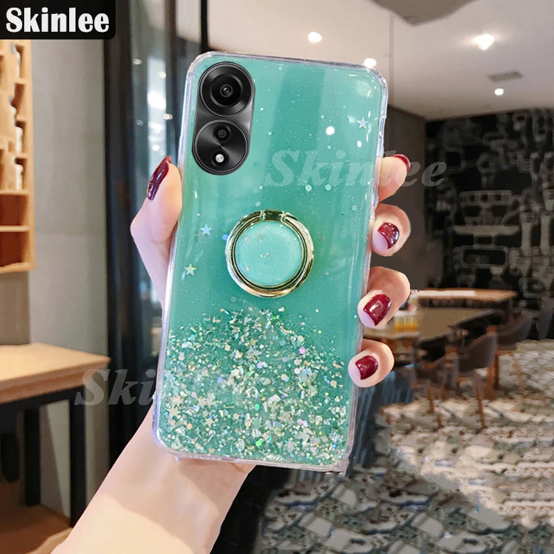 Skinlee для OPPO A78 4G телефон с кольцом блестки мягкая крышка A18 A38 A58 задняя