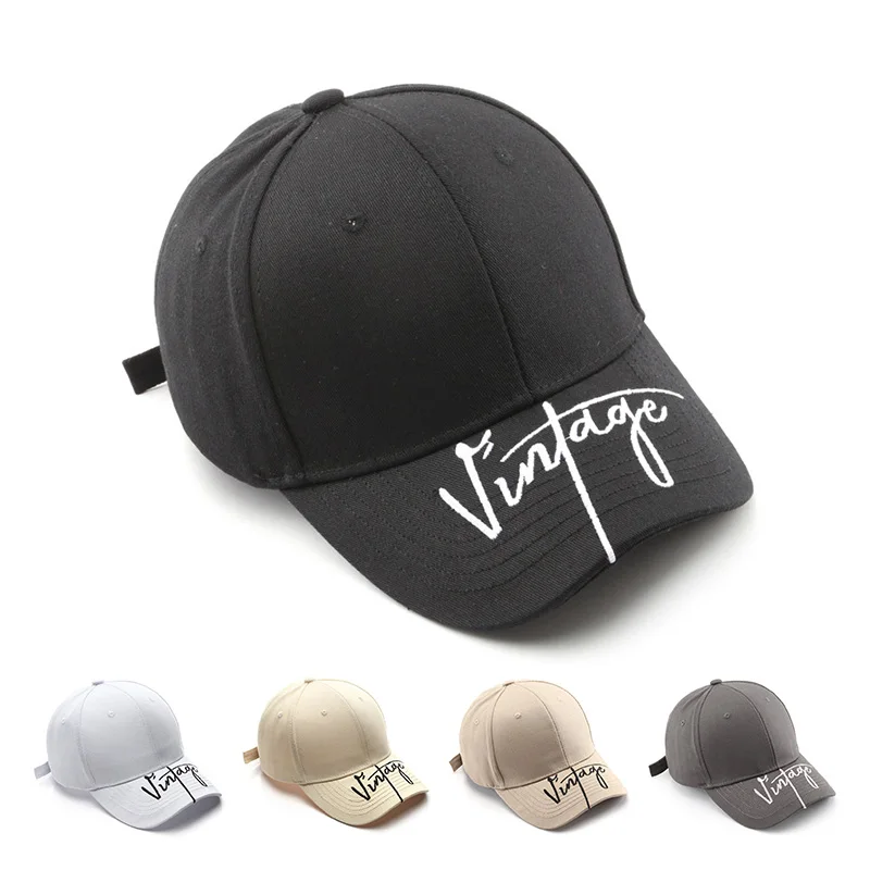 

Retro Letter Embroidery Summer Spring Baseball Caps Women Men Solid Color Snapback Cotton Hats Classical Hip Hop Sports Sun Hat