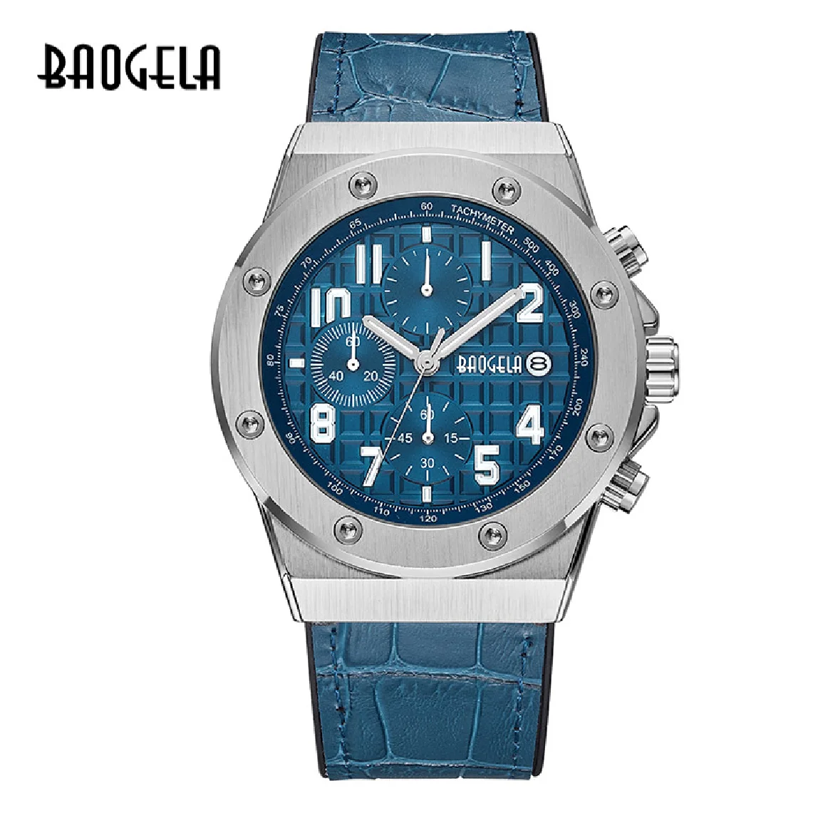 

BAOGELA Men's New Quartz Watches 2022 Waterproof Chronograph Casual Luminous Wrist Watch Man Leather Strap Relogios 1805 Blue