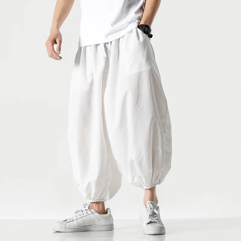 

Thin Chinese Style Casual Baggy Cropped Men Clothing Summer Loose Plus Size Tai Chi Kung Fu Bloomers Fashion Harem Pants