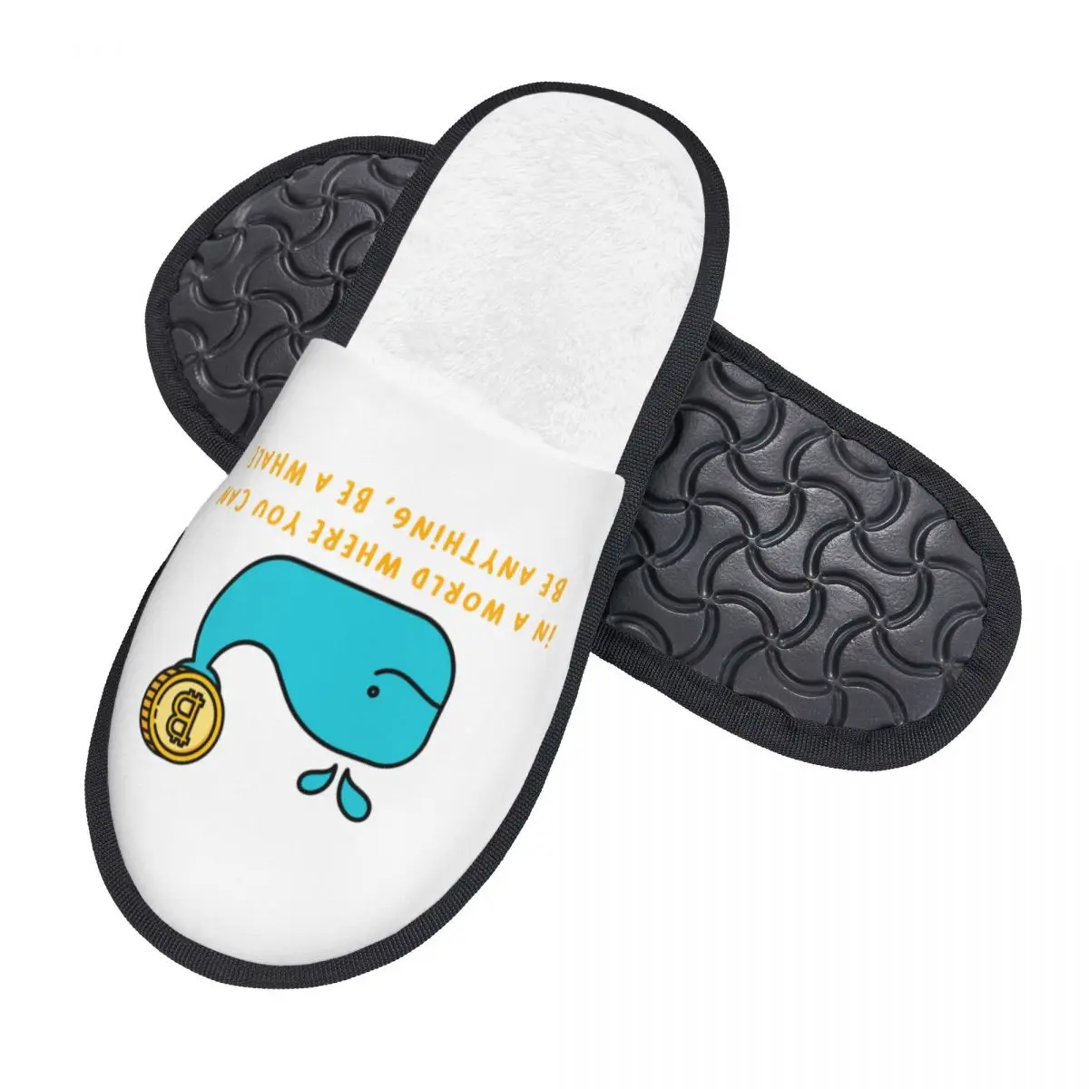 Женские домашние тапочки с криптовалютой и биткойнами на заказ золотые китом