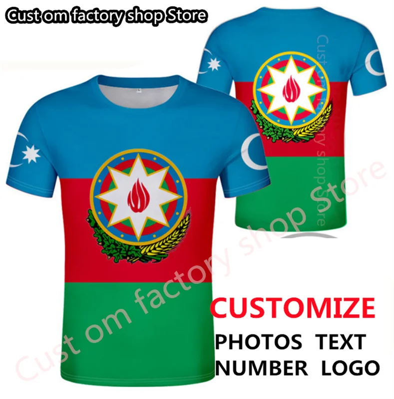 

AZERBAIJAN male youth student custom made name number photo flag tees aze country t shirt azerbaijani nation boy casual clothes