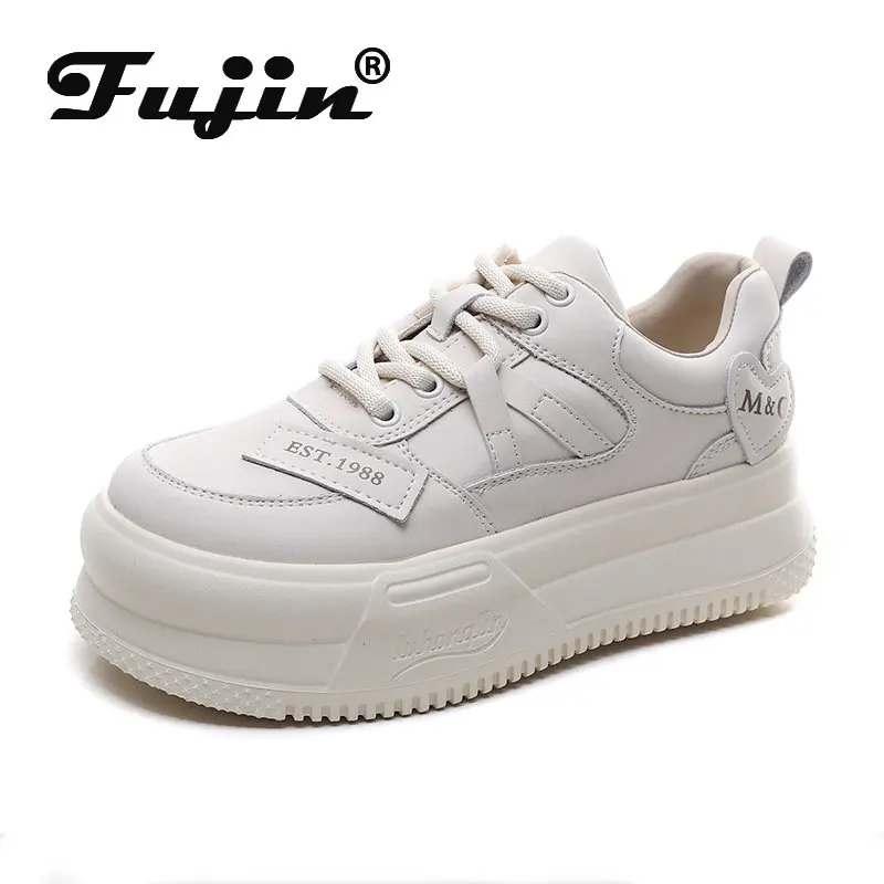 

Fujin/лоферы из натуральной коровьей кожи 5,5 см; Женские лоферы; Летние дышащие не сужающиеся книзу кроссовки; Удобная Вулканизированная обувь; Женские мокасины