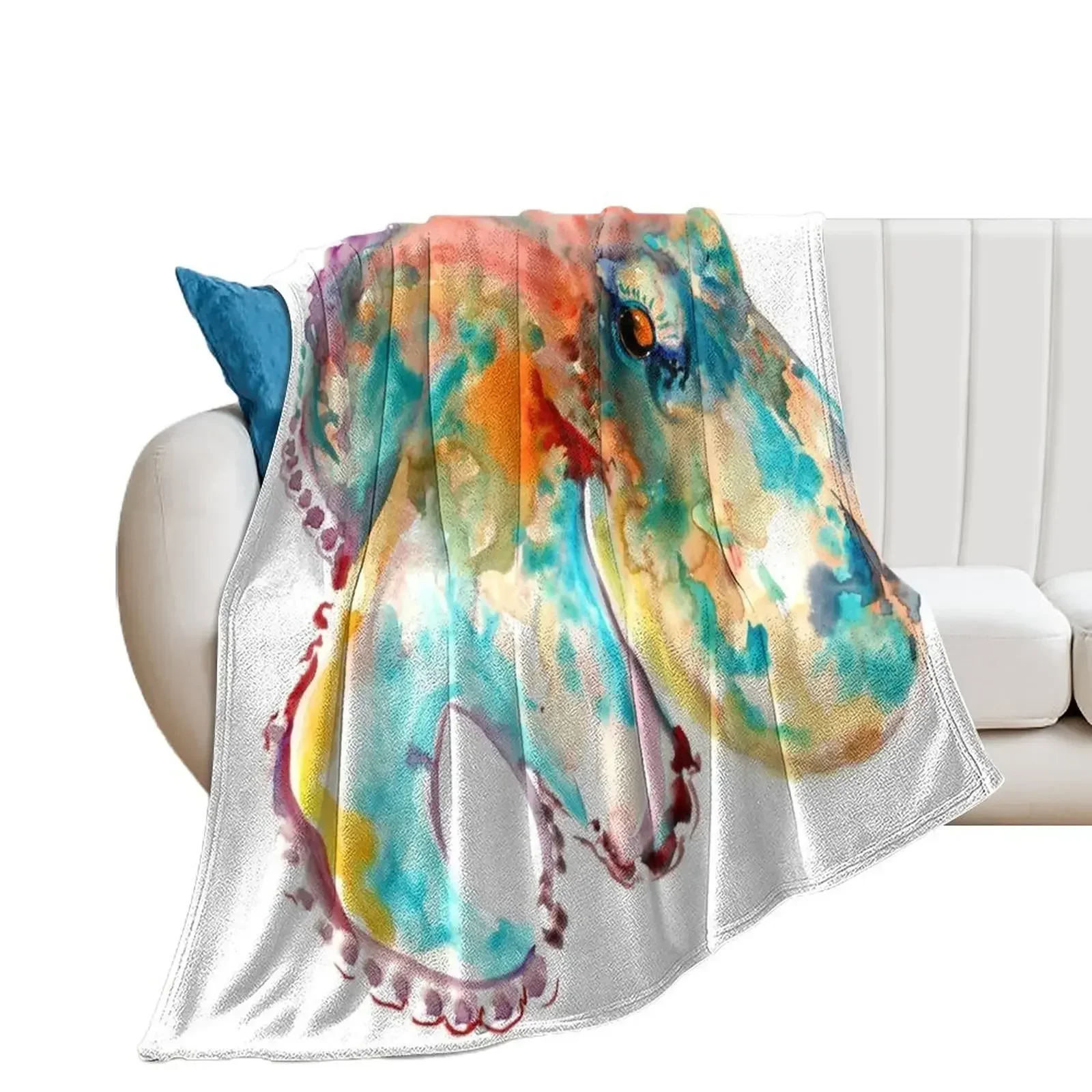 Оранжевое бирюзовое одеяло с осьминогом фланелевые одеяла ворсом для волос