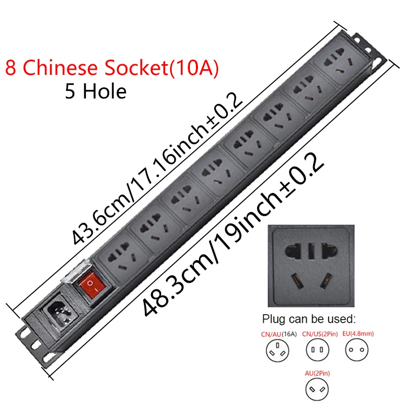

Блок питания PDU, 19 дюймов, 8 каналов, Европа/США/Австралия/C13
