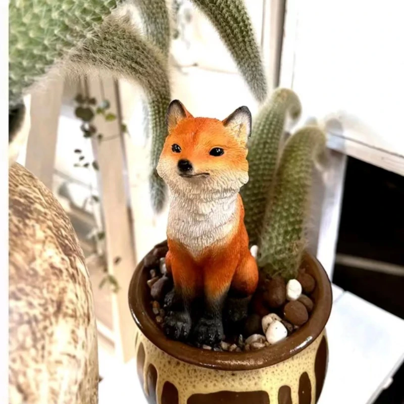 

Creative new cute resin nine-tailed fox ornaments home office desk decoration garden courtyard animal small sculpture / statue