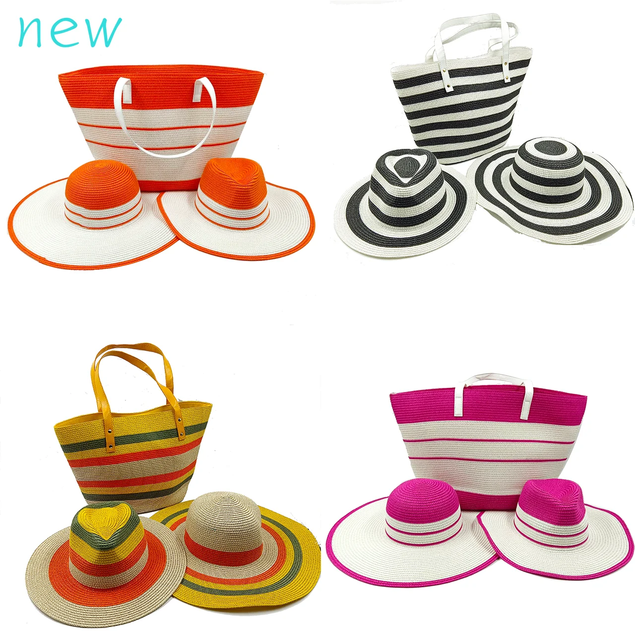 

New summer sun hat set bag hit the top oversized accessories fashion beach sun hat straw hat shade straw hat